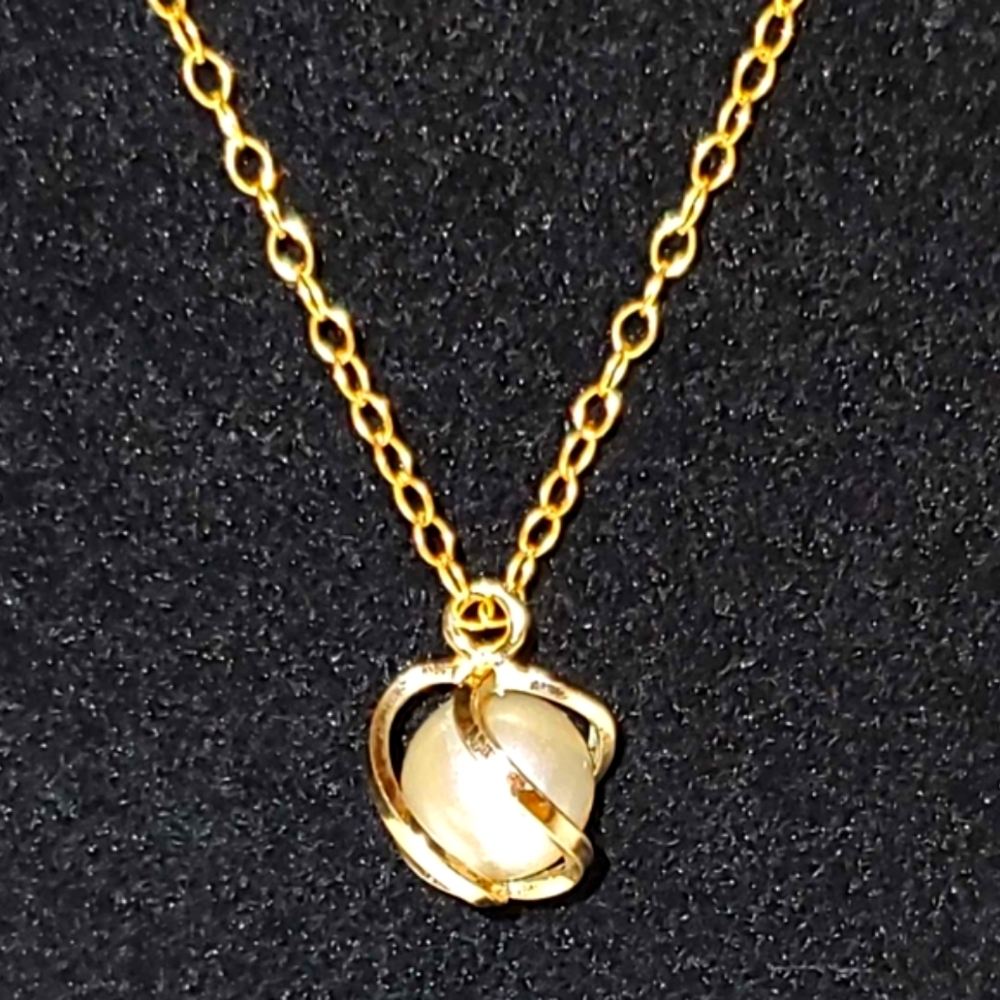 🗝Vtg Elegant Gold And Pearl Pendant Necklace 12k Gold Filled - Picture 2 of 5
